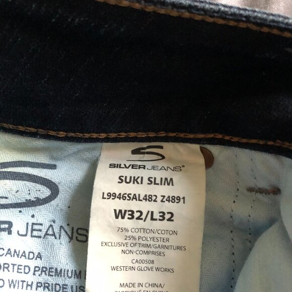 silver suki jeans slim w 32 l 32 - Picture 3 of 3